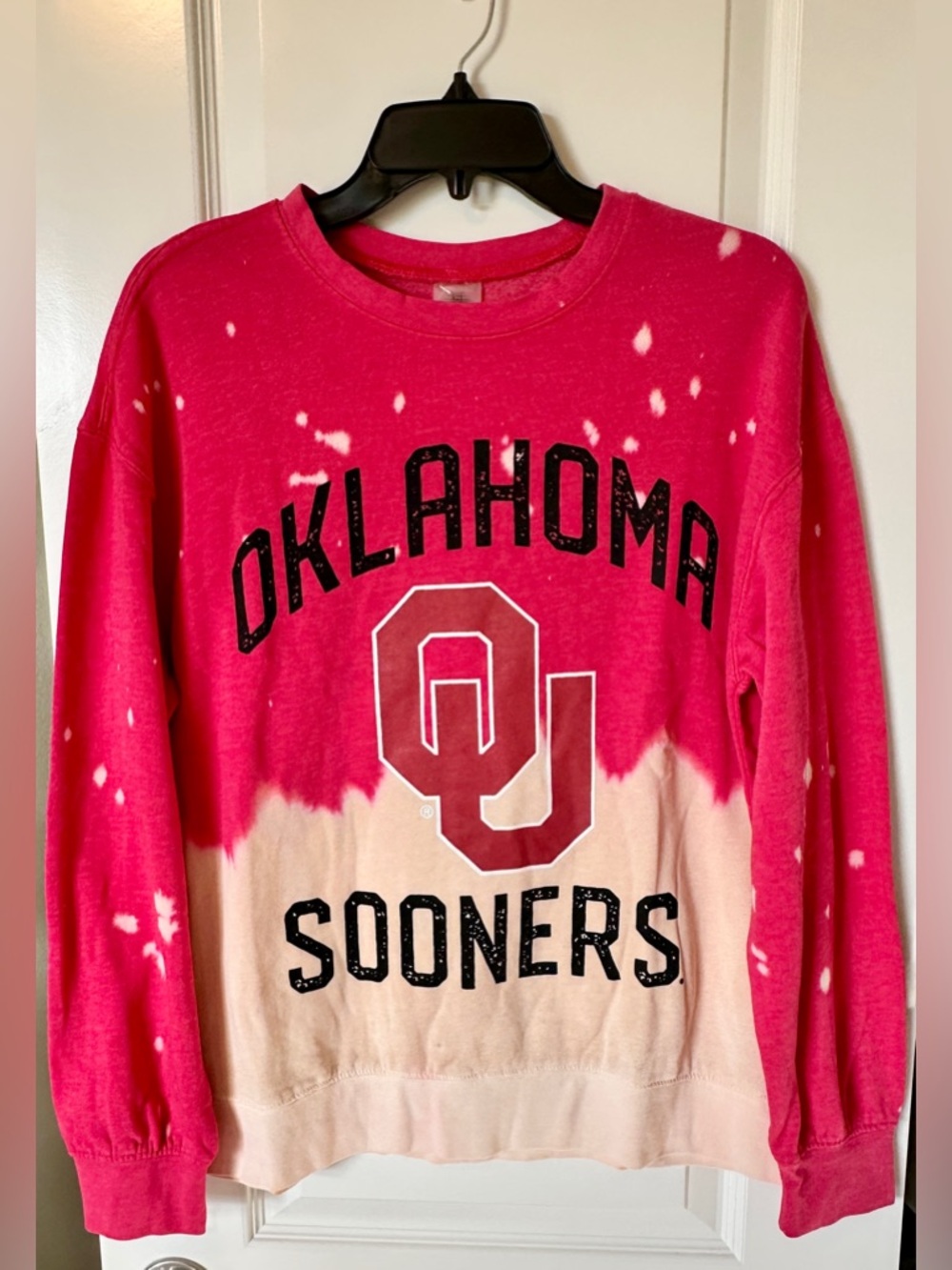 Women's Gameday Couture OU Oklahoma Sooners Faded Dip-Dye Pullover Long Sleeve S
